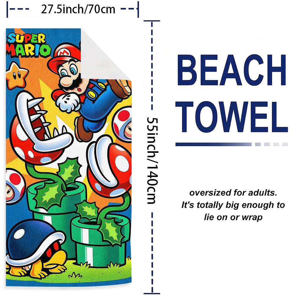 Red World M-Marios Microfiber Quick Dry Beach Towel Cute Cartoon Anime Absorbent Soft Bath Towel for Travel Adult Kids