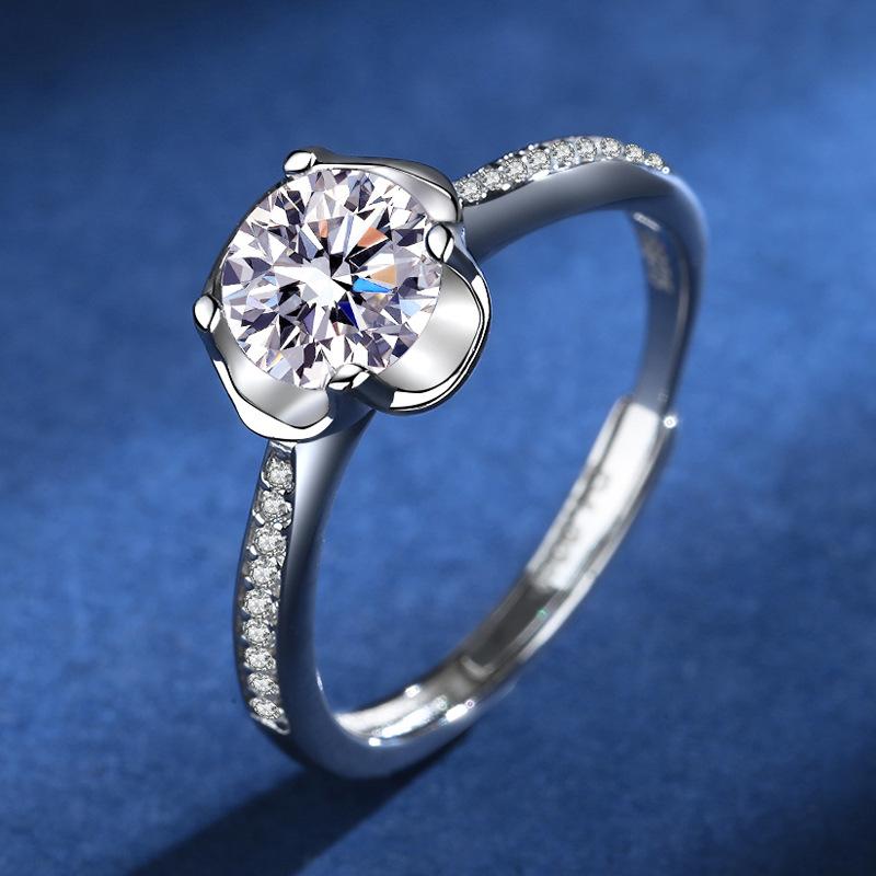 Tancise Classic 925 Sterling Silver Moissanite Prsten Dámské šperky Svatební slib Dárek na párty