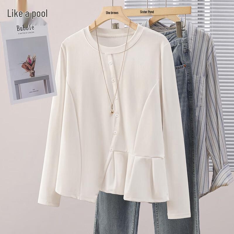 Женская асимметричная футболка с длинным рукавом L