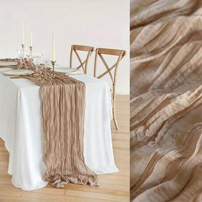 Romantische Tischfahne, Tischdecke, zerknittertes Tuch, Tischläufer, Bohemian-Stil, für Hochzeit, Brautparty, Babyparty, Geburtstagsfeier