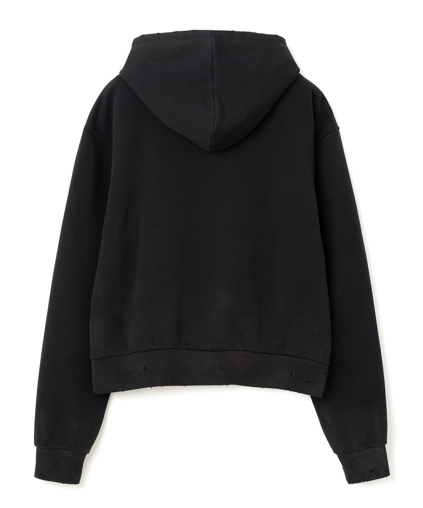 Millo Archive Damaged Short Zip-Up Hoodie [Black]
