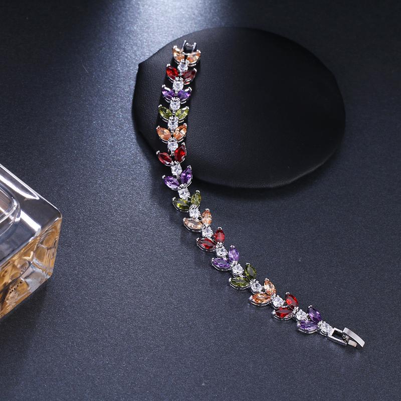 Emmaya Vendita Braccialetti a Catena Lussuosi Multicolore Zircone Cubico Intarsio Charms Braccialetto da Polso Sposa Per Donne Nuziale Gioielli Nuziali Lusso Catena