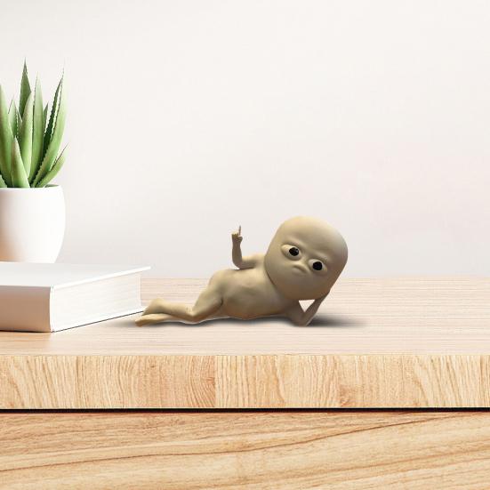 Little Guy Figurine Handmade 3D Printed Chill Vibes Lying Man Car Dashboard Desktop Decoration Ornament Road Trips Essential Drivers Gift