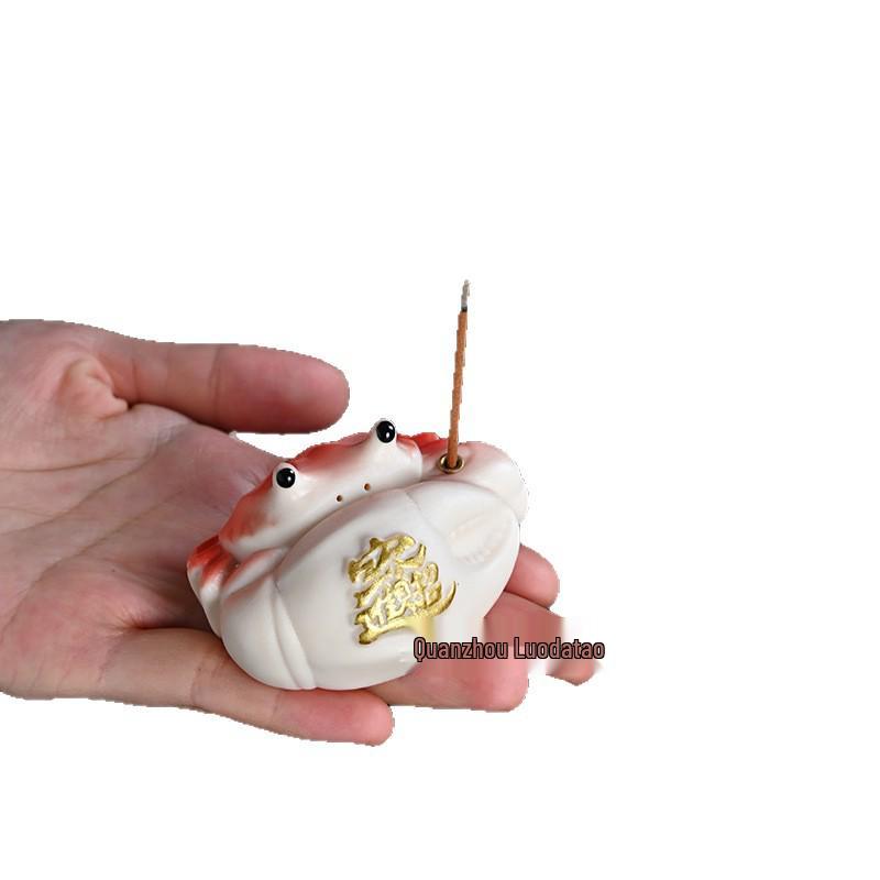 Seven-Color Ceramic Crab Incense Holder Set - Home Ornament & Tea Ceremony Accessory Blue Crab Incense Holder