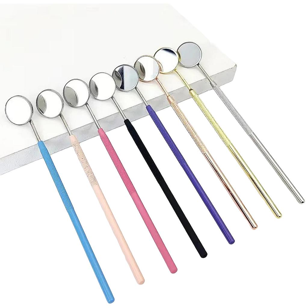 Tandlaboratorium Munsspegel Reflektor Odontoskop Multifunktionell Kontroll av Munnen Avtagbart Handtag i Rostfritt Stål 8 Färger