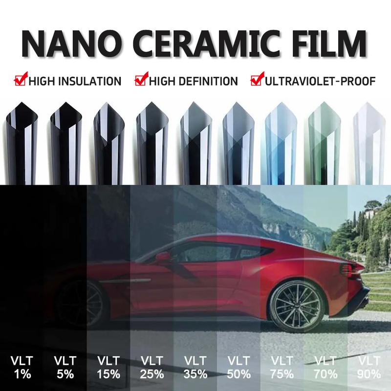 50X300cm Super quality high heat resistant car glass IR100% nano ceramic solar tint window film 5%~75%VLT
