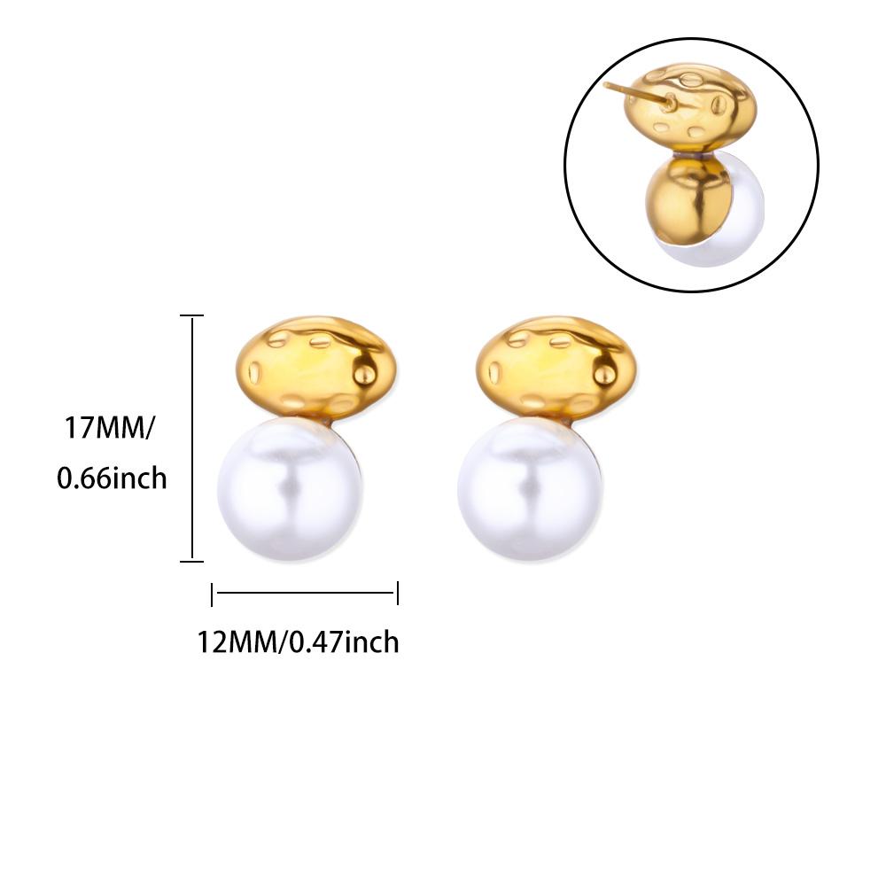 Free Shipping Vintage Geometric Stud Earrings For Women Stainless Steel Imitation Pearl Piercing Earring Trend Wedding Zircon