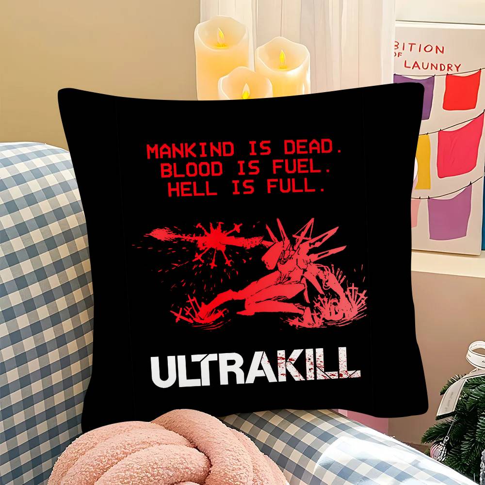 Video Game U-ULTRAKILL Pillow Case Fashion Square Pillowcase Bedroom Sofa Room Ins Decoration Leisure Cushion Cover
