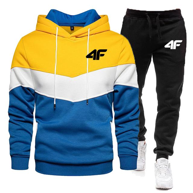 Mode für Herren Hochwertige Sportbekleidung Hoodie + Hosenanzug männlich Casual Tricolor Hoodies Sweatshirt Set