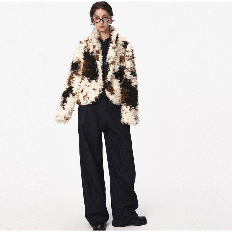 Dámská bunda z umělé jehněčí plyšové kožešiny, vícebarevná bunda z umělé kožešiny, módní ležérní dámský krátký kožíšek, podzimní a zimní nové topy