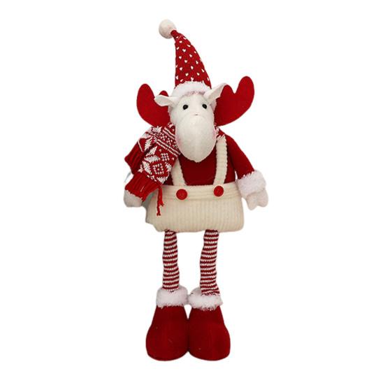 Yousheng Christmas Plush Doll Decoration Stuffed Standing Snowman/Santa Claus/Elk Figurine with Retractable Long Leg for Holiday Winter Home Table