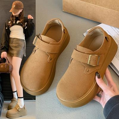 Retro Damen Frühling Oberbekleidung neue vielseitige Muffin-Schuhe mit einem Pedal zur Erhöhung der Höhe von Einzelschuhen