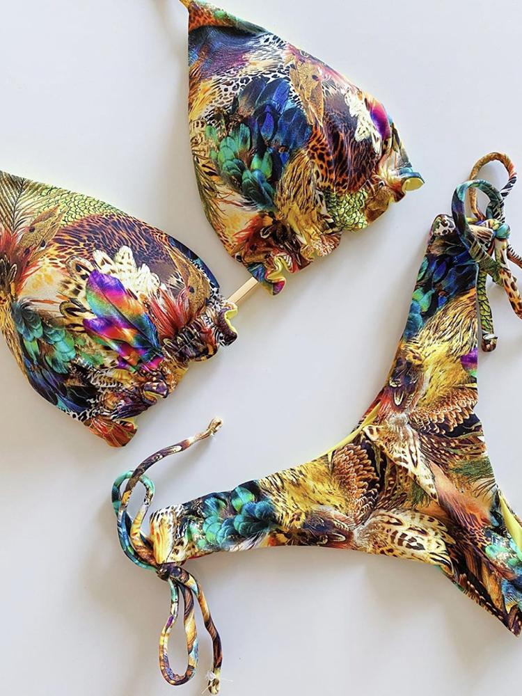 2026 Striped Bikini Set Knotted Swimsuit Women Biquinis Beach Sexy Thong Swimwear Bandage Brazilian Mirco Bikinis