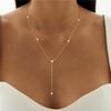 18k Gold Plated Y-necklace With Zircon Pendants Necklace - 42+5cm Chain Trendy Luxury Women's Jewelry S0744