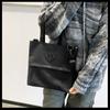Unisex Advanced PU Schoolbags for College Students High School Elegant Black 3 Pcs Set Backpack with Study Bag Pencil Box