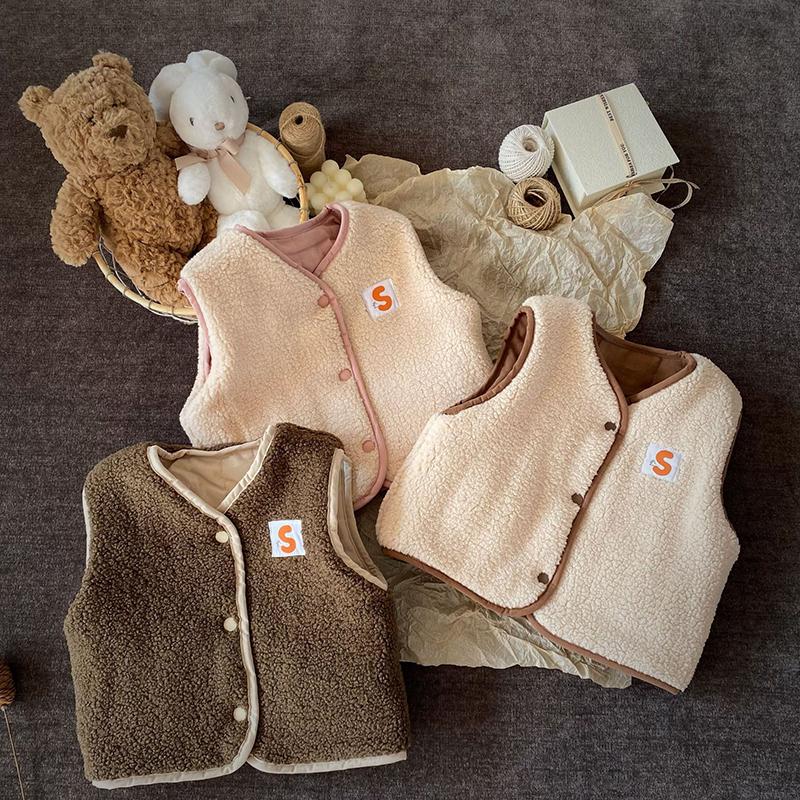 Kinder Herbst Winter Retro Warm Vielseitige Weste Jungen Mädchen Baby Doppelseitige Weste