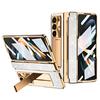 Luxury 5 PC Fold Cover for Samsung for Galaxy Z Fold 5 Full Glass Material Electroplated Film Phone Stand Included Phone Case