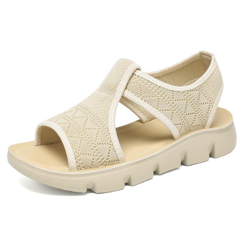 Women's Summer Fly-Knit Breathable Open-Toe Sandals & Slippers, Polyurethane Lightweight Design
