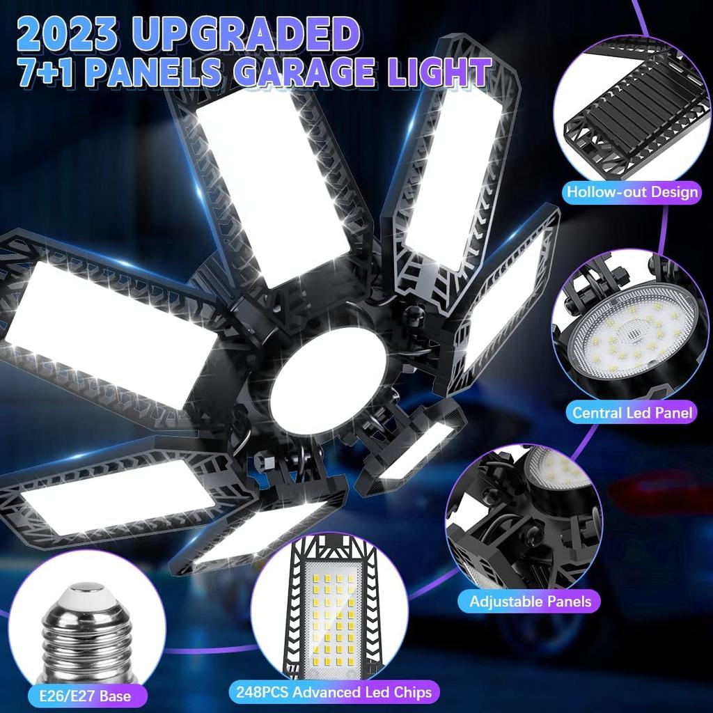 3/6/7 Adjustable Panel  Deformable LED Garage Light  LED Bulb Night Lamp for Workshop Warehouse Shop E26/E27 Ceiling Lighting