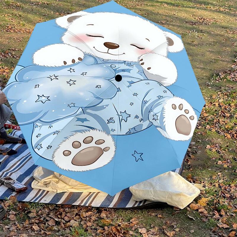 1PC Polar bear Umbrella-8-Rib Reinforced, Automatic Open, Lightweight & Durable, Fashion Accessory for Outdoor, H0375
