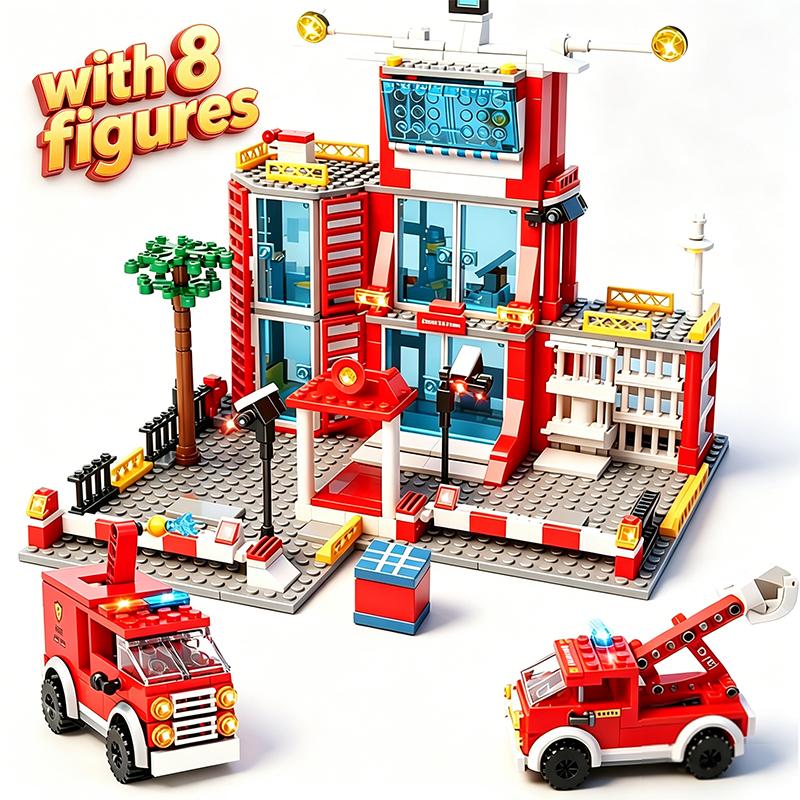 Premium-Quality Police Space Facility Construction-Set High-Standard Bricks Premium-Quality Fire Premium-Quality Station Top-Grade Construction-Set