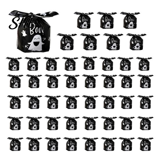 Transparent Cookie Bags with Drawstrings 48 Pcs Halloween Candy Bags, Kids Trick or Treat Goodie Cute Rabbit Small Containers for Party Ear