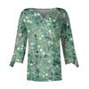 Summer V-neck  Shirt For Women Floral Print Tunic Summer Tops Dressy Casual Bell 3/4 Sleeve V Neck Spring Blouses