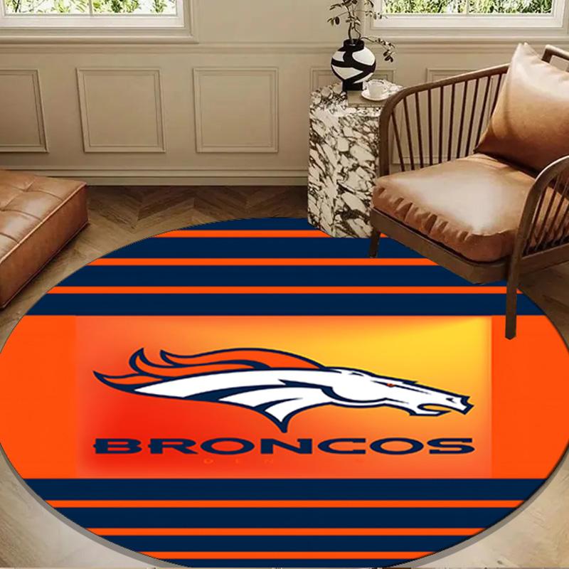 Denver Broncos Round Mat, Anti-slip Circle Carpet Chair Rug For livingroom,Bedroom, Doormat Home Decor Gift Christmas Gifts