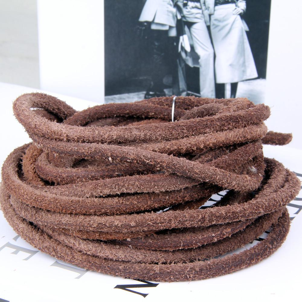 Diy First Layer, Frosted Frizzy Surface, Yak Cowhide Rope, Cowhide Rope 5 6 8Mm Primary Color Leather