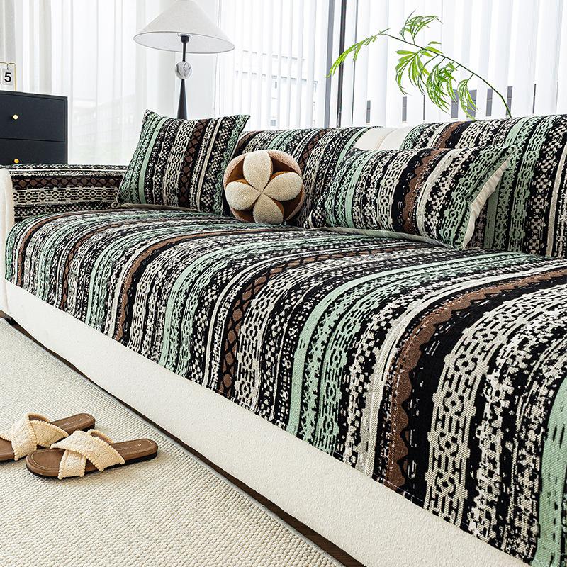 Sofa Cushion Striped Sofa Towels One-Piece Dust Cover Anti Slip Wrinkle-Resistant Healthy And Environmentally Friendly Reusable