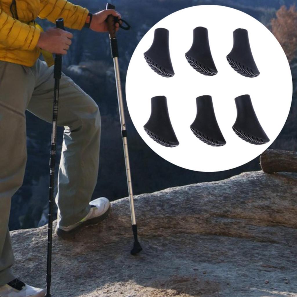 Trekking Pole Rubber Tips Lightweight Anti Slip Cane Caps Protection Pads for Hiking Safety Pole