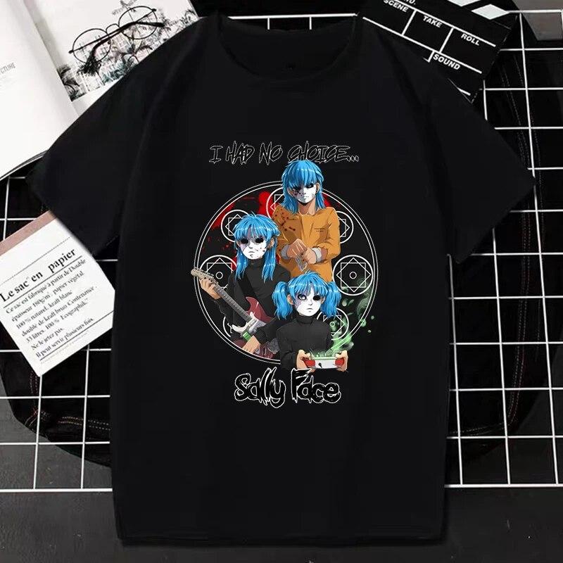 Tričko Sally Face Horror Game Print Tričko Kawaii Harajuku Anime Oblečení Ženy Unisex Móda Ležérní Tričko Hiphop Gothic Streetwear