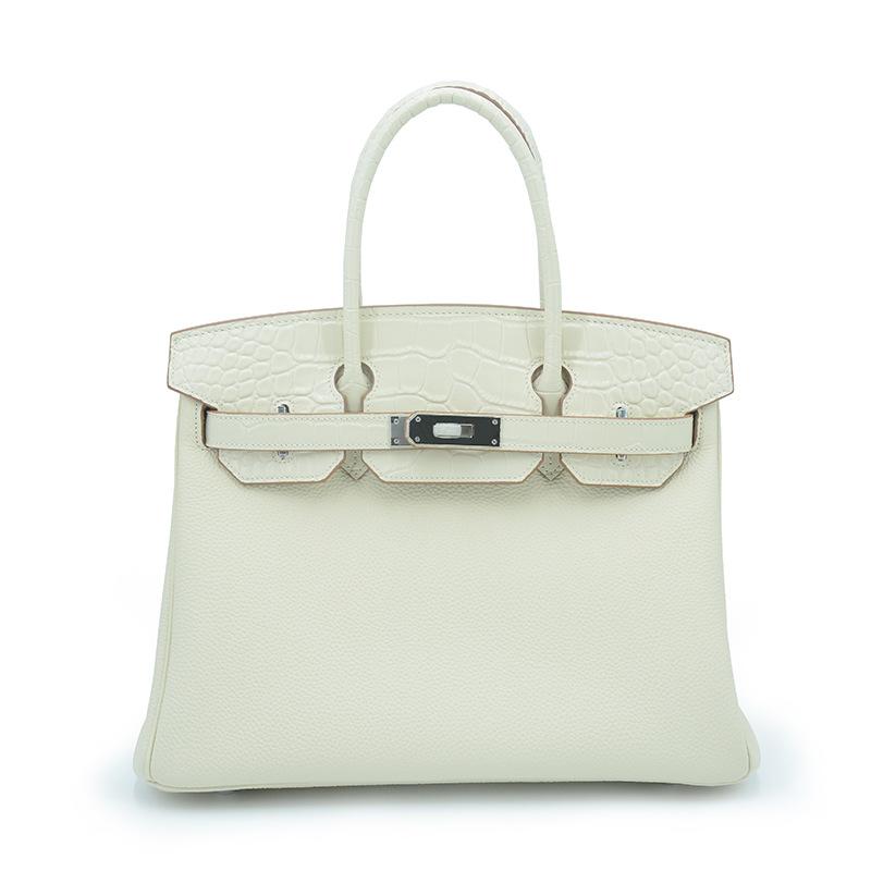 Crocodile Leather Leather Horn Baguette Mail Carrier Bag Handmade Wax Line Bag Popular Versatile Bag