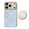 Korean Style Gold-Plated Peach Star Plaid Magnetic Phone Case for iPhone 16/17 Pro Max/15/14P
