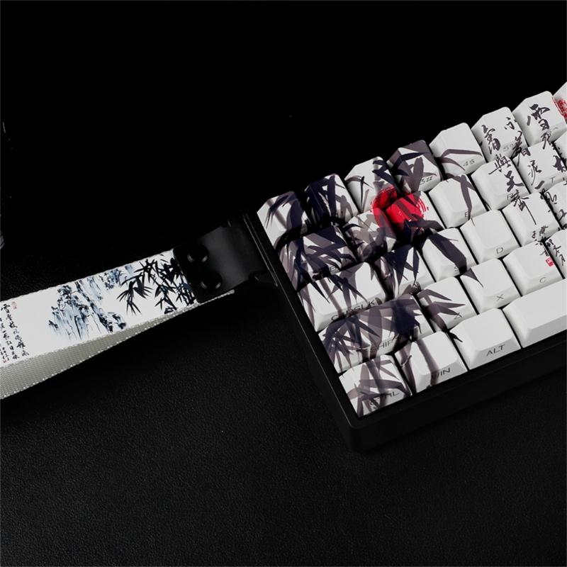 Bambuswald-Thema PBT Tastenkappen Originalprofil Farbstoff Sub Seitendruck Für 61 64 68 ANSI ISOs Mechanische Tastaturen