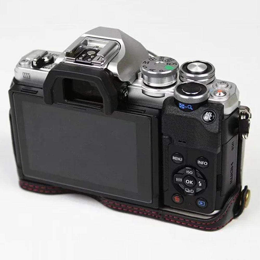 For Olympus OM-D E-M10 Mark IV Camera Case Leather Bottom Case Easy To Replace Battery