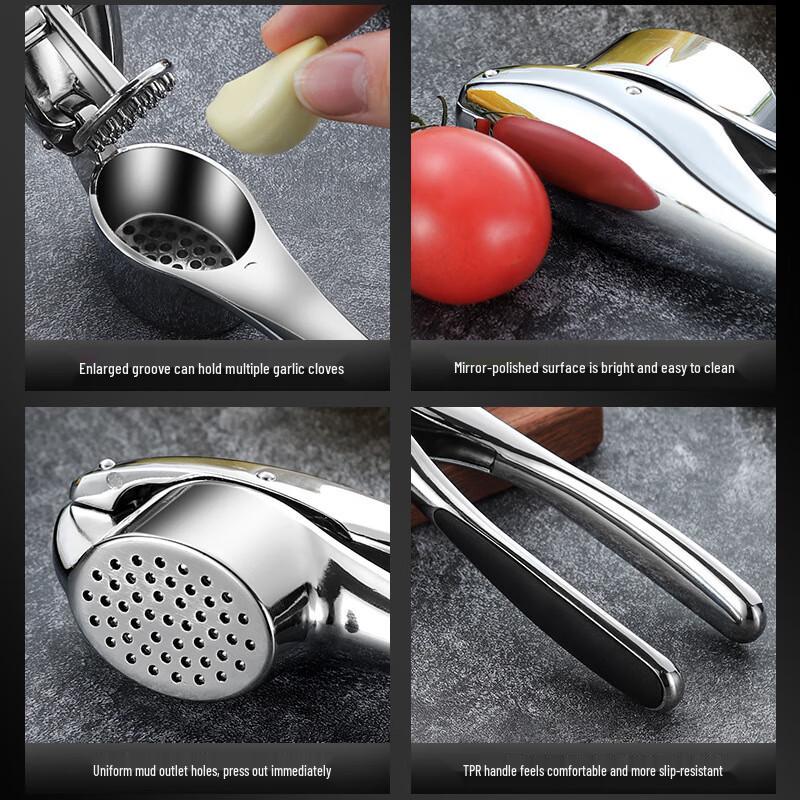 Zinc Alloy Manual Garlic Press & Peeler