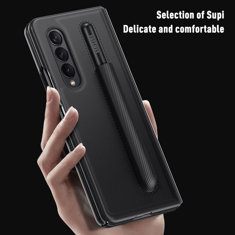 Anti -Scratch Pen Holder Thin Case For Samsung Galaxy Z Fold 3 5g Fold3 Anti -Knock Cell Phone Cover Fundas
