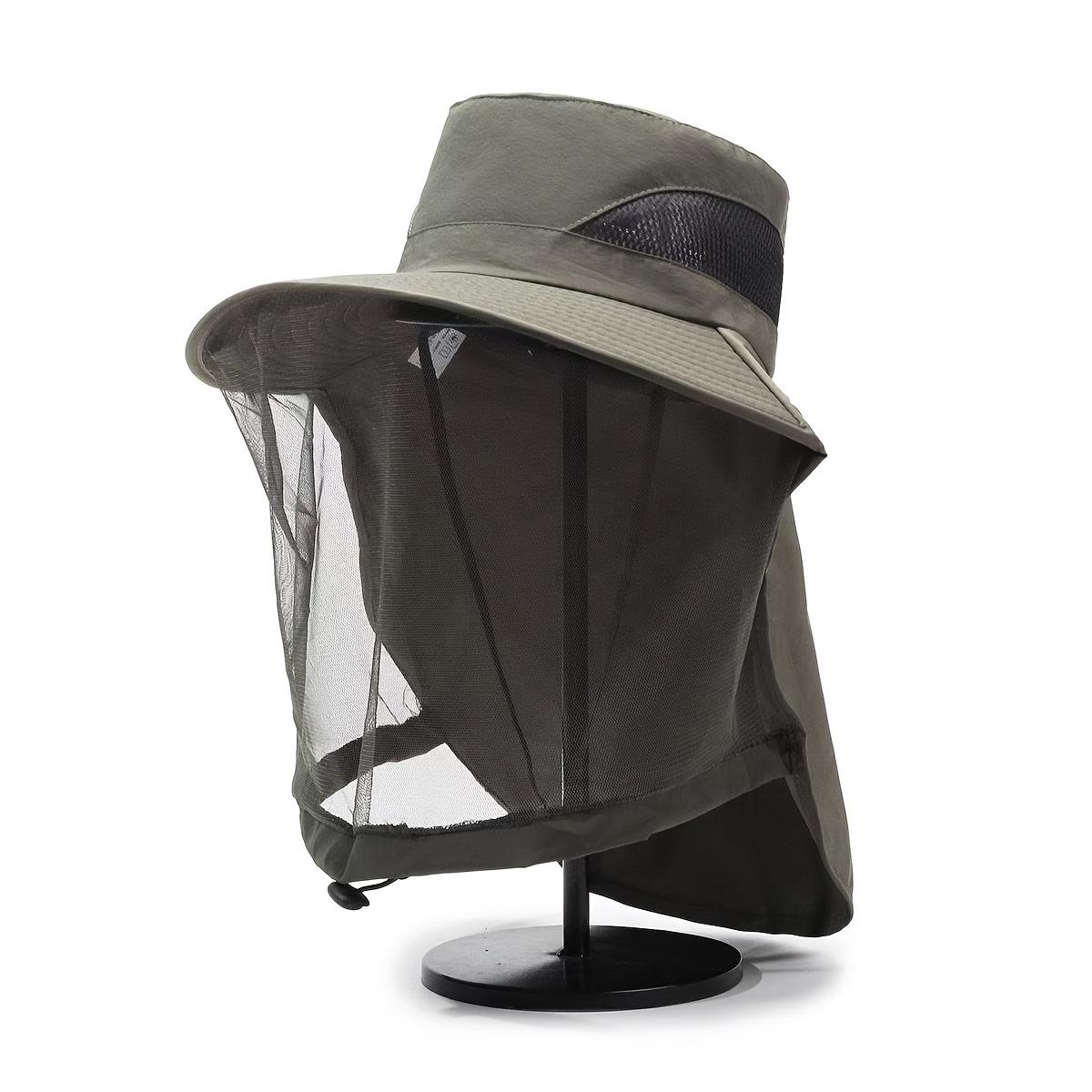 

Men Mosquito Proof Sun Hat With Face Cover Summer Outdoor Fishing Bucket Neck Flap Anti Uv Breathable Shade Cap Camping Hiking зелений