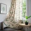Boho-Vorhang für Schlafzimmer, Bedruckter Baumwoll-Leinen-Stangentasche Halbdunkelnd Bauernhaus-Quasten Fensterdekoration für Wohnzimmer