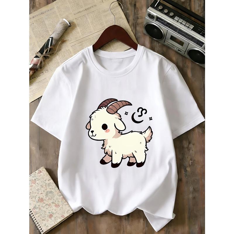 European sizes Girls Fashion Round Neck Printed T-shirt 110 белый