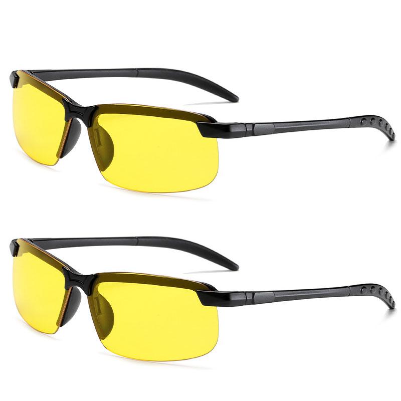 Night Vision Glasses 2PCS Black Frame Sunglasses Men Cycling Goggles Sport Sunglasses Outdoor Night Glasses for Driver Wholesale