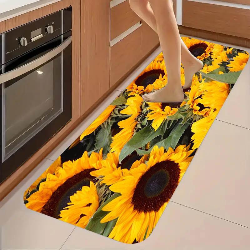 1Pcs Anti Fatigue Kitchen Rugs,Vibrant Sunflower Print Waterproof Non-Slip Thick Cushioned Kitchen Mat Heavy Duty Comfort Standing Mat for Kitchen