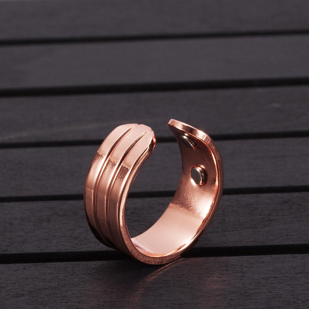 Vinterly Magnetischer Ring aus reinem Kupfer für Damen Herren Trendiger Gesundheits-Energie-Finger Offener Armreif Verstellbarer Schmuck Hoher Magnet Verstellbar