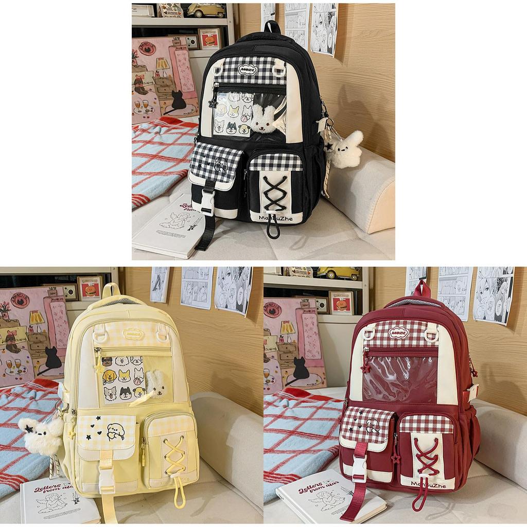 Cartoon Girls Backpack With Nylon Material And Padded Shoulder Straps For School Use