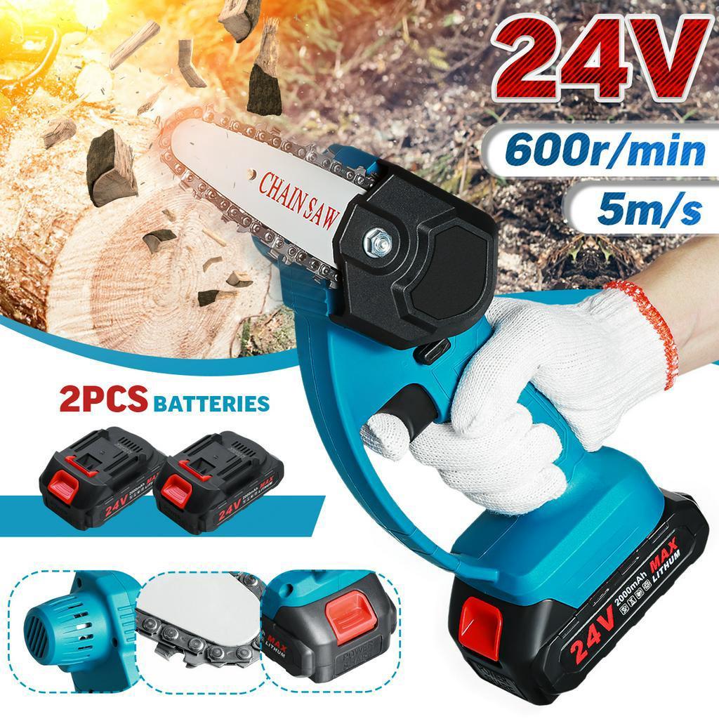 800W Mini Electric Pruning Saw Power Woodworking Cutter Tool Electric Chain Saw Garden Logging Trimming for Battery
