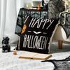 AVOIN colorlife Happy Halloween Boo Black Cat Trick or Treat Throw Pillow Covers, 18 x 18 Inch Spooky Pumpkin Bat Cushion Case for Sofa Couch Set of