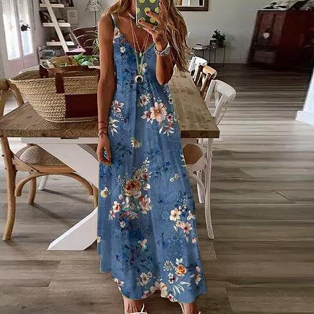 Frauen Boho Beach Strappy Farbverlauf Farbe Langes Maxikleid Holiday Sommerkleid Frauen Boho Beach Strappy Farbverlauf Farbe Langes Maxikleid Holiday Sommerkleid