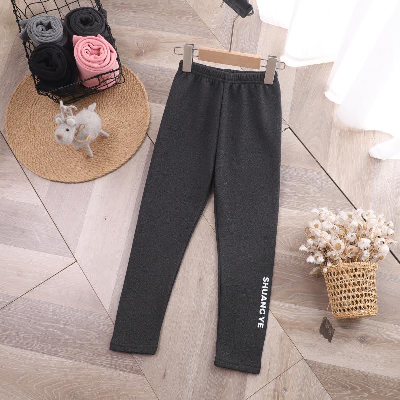 Girls' Fleece-Lined Leggings: Extra Thick, Casual Autumn/Winter 2023 Pants