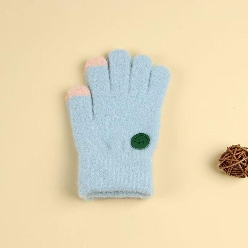 Children's Gloves, Thin Boys, Babies, Boys and Girls, Winter Girls, Five Fingers To Keep Warm, Smiling Faces, Elementary School Students Winter
